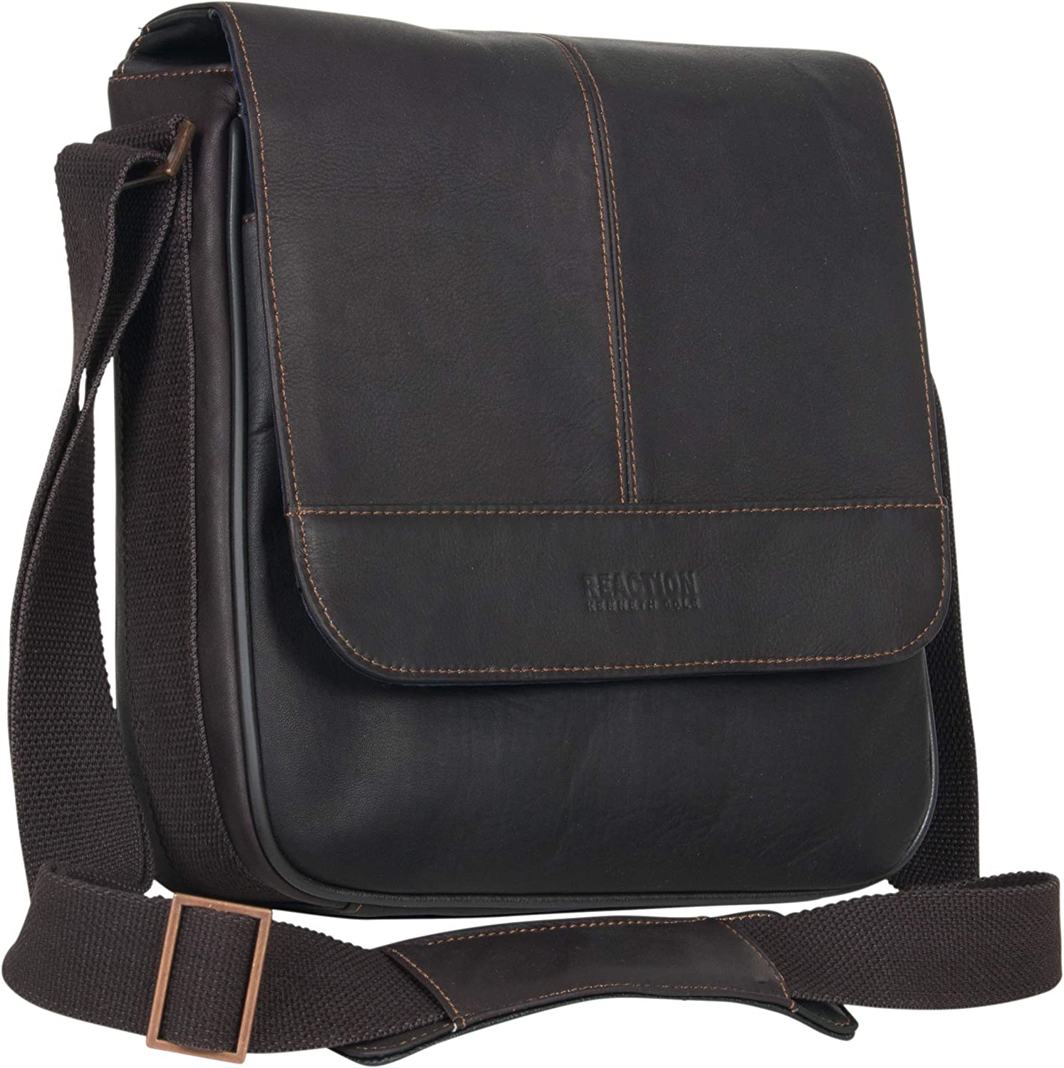 Kenneth Cole REACTION Manhattan Messenger Shoulder Satchel Bag Colombian Leather Laptop Computer & Tablet Travel Briefcase, Brown - Image 5